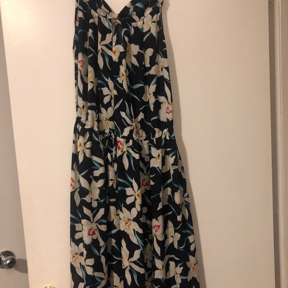Floral print navy blue maxi dress